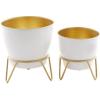 image:imageDeco 79 Metal Indoor Outdoor Planter Small Planter Pot with Removable Stand Set of 2 Planters 11 9H White