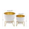 image:imageDeco 79 Metal Indoor Outdoor Planter Small Planter Pot with Removable Stand Set of 2 Planters 11 9H White