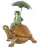 image:imageDeco 79 Resin Frog Decorative Sculpture Sitting Home Decor Statue with Umbrella and Brown Walking Turtle Accent Figurine 11 x 7 x 12 BronzeBronze