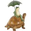 image:imageDeco 79 Resin Frog Decorative Sculpture Sitting Home Decor Statue with Umbrella and Brown Walking Turtle Accent Figurine 11 x 7 x 12 BronzeBronze
