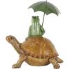 image:imageDeco 79 Resin Frog Decorative Sculpture Sitting Home Decor Statue with Umbrella and Brown Walking Turtle Accent Figurine 11 x 7 x 12 BronzeBronze