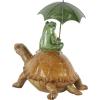 image:imageDeco 79 Resin Frog Decorative Sculpture Sitting Home Decor Statue with Umbrella and Brown Walking Turtle Accent Figurine 11 x 7 x 12 BronzeBronze