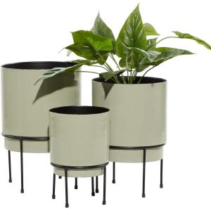 image:imageDeco 79 Metal Indoor Outdoor Planter Small Planter Pot with Removable Black Stand Set of 3 Planters 10 13 14H GrayGray