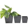 image:imageCosmoLiving by Cosmopolitan Metal Indoor Outdoor Planter Small Planter Pot Set of 3 Planters 8 6 5W GrayGray