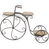 image:imageDeco 79 Metal Bike Indoor Outdoor Plantstand Distressed Indoor Outdoor Scroll 3 Tier Plant Shelf with Fleur De Lis Wheels Plant Stand 36 x 12 x 26 GrayBrown