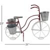 image:imageDeco 79 Metal Bike Indoor Outdoor Plantstand Distressed Indoor Outdoor Scroll 3 Tier Plant Shelf with Fleur De Lis Wheels Plant Stand 36 x 12 x 26 GrayRed