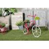 image:imageDeco 79 Metal Bike Indoor Outdoor Plantstand Distressed Indoor Outdoor Scroll 3 Tier Plant Shelf with Fleur De Lis Wheels Plant Stand 36 x 12 x 26 GrayRed