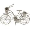 image:imageDeco 79 Metal Bike Indoor Outdoor Plantstand Distressed Indoor Outdoor Scroll 3 Tier Plant Shelf with Fleur De Lis Wheels Plant Stand 36 x 12 x 26 GrayGray