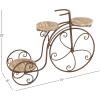 image:imageDeco 79 Metal Bike Indoor Outdoor Plantstand Distressed Indoor Outdoor Scroll 3 Tier Plant Shelf with Fleur De Lis Wheels Plant Stand 36 x 12 x 26 GrayBrown