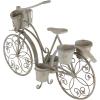 image:imageDeco 79 Metal Bike Indoor Outdoor Plantstand Distressed Indoor Outdoor Scroll 3 Tier Plant Shelf with Fleur De Lis Wheels Plant Stand 36 x 12 x 26 GrayGray