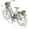 image:imageDeco 79 Metal Bike Indoor Outdoor Plantstand Distressed Indoor Outdoor Scroll 3 Tier Plant Shelf with Fleur De Lis Wheels Plant Stand 36 x 12 x 26 GrayGray