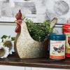 image:imageDeco 79 Metal Rooster Indoor Outdoor Planter Large Planter Pot Planter 12 x 8 x 16 Gray