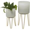 image:imageCosmoLiving by Cosmopolitan Metal Indoor Outdoor Planter Small Planter Pot Set of 3 Planters 8 6 5W GrayWhite