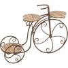 image:imageDeco 79 Metal Bike Indoor Outdoor Plantstand Distressed Indoor Outdoor Scroll 3 Tier Plant Shelf with Fleur De Lis Wheels Plant Stand 36 x 12 x 26 GrayBrown