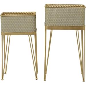 image:imageCosmoLiving by Cosmopolitan Metal Indoor Outdoor Planter Small Planter Pot Set of 3 Planters 8 6 5W GrayGold