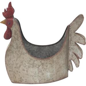 image:imageDeco 79 Metal Rooster Indoor Outdoor Planter Large Planter Pot Planter 12 x 8 x 16 Gray