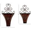 image:imageDeco 79 Metal Scroll Indoor Outdoor Wall Planter Indoor Outdoor Weathered Hanging Hanging Planter with FleurDeLis Accent Set of 2 Plant Hanger 22 18H Brown