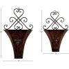 image:imageDeco 79 Metal Scroll Indoor Outdoor Wall Planter Indoor Outdoor Weathered Hanging Hanging Planter with FleurDeLis Accent Set of 2 Plant Hanger 22 18H Brown