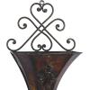 image:imageDeco 79 Metal Scroll Indoor Outdoor Wall Planter Indoor Outdoor Weathered Hanging Hanging Planter with FleurDeLis Accent Set of 2 Plant Hanger 22 18H Brown