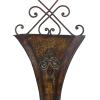 image:imageDeco 79 Metal Scroll Indoor Outdoor Wall Planter Indoor Outdoor Weathered Hanging Hanging Planter with FleurDeLis Accent Set of 2 Plant Hanger 22 18H Brown