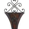 image:imageDeco 79 Metal Scroll Indoor Outdoor Wall Planter Indoor Outdoor Weathered Hanging Hanging Planter with FleurDeLis Accent Set of 2 Plant Hanger 22 18H Brown