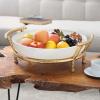 image:imageCosmoLiving by Cosmopolitan Glass Kitchen Serving Bowl with Gold Metal Stand 19 x 16 x 6 WhiteWhite