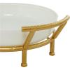 image:imageCosmoLiving by Cosmopolitan Glass Kitchen Serving Bowl with Gold Metal Stand 19 x 16 x 6 WhiteWhite