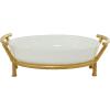 image:imageCosmoLiving by Cosmopolitan Glass Kitchen Serving Bowl with Gold Metal Stand 19 x 16 x 6 WhiteWhite