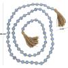 image:imageDeco 79 Glass Handmade Round Long Garland with Tassel with Knotted Brown Jute 87 x 3 x 1 Light Blue