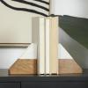 image:imageDeco 79 Mango Wood Geometric Decorative Bookends Arched 5 lbs Non Skid Bookends with White Marble Tops Set of 2 Office Bookends5 W 5 H Brown4W  5H