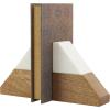 image:imageDeco 79 Mango Wood Geometric Decorative Bookends Arched 5 lbs Non Skid Bookends with White Marble Tops Set of 2 Office Bookends5 W 5 H Brown4W  5H