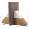 image:imageDeco 79 Mango Wood Geometric Decorative Bookends Arched 5 lbs Non Skid Bookends with White Marble Tops Set of 2 Office Bookends5 W 5 H Brown4W  5H