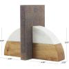 image:imageDeco 79 Mango Wood Geometric Decorative Bookends Arched 5 lbs Non Skid Bookends with White Marble Tops Set of 2 Office Bookends5 W 5 H Brown5W  5H