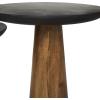 image:imageDeco 79 Mango Wood Handmade Side End Accent Table Cone Shaped End Table with Black Tabletops Set of 3 Side Table 24 21 18 H Brown
