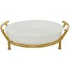 image:imageCosmoLiving by Cosmopolitan Glass Kitchen Serving Bowl with Gold Metal Stand 19 x 16 x 6 WhiteWhite