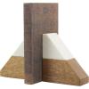 image:imageDeco 79 Mango Wood Geometric Decorative Bookends Arched 5 lbs Non Skid Bookends with White Marble Tops Set of 2 Office Bookends5 W 5 H Brown4W  5H