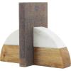 image:imageDeco 79 Mango Wood Geometric Decorative Bookends Arched 5 lbs Non Skid Bookends with White Marble Tops Set of 2 Office Bookends5 W 5 H Brown5W  5H