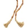 image:imageDeco 79 Mango Wood Handmade Rectangle Carved Geometric Long Beaded Garland with Tassel 81 x 1 x 1 Brown