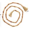 image:imageDeco 79 Mango Wood Handmade Rectangle Carved Geometric Long Beaded Garland with Tassel 81 x 1 x 1 Brown