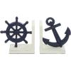image:imageDeco 79 Metal Anchor and Ship Wheel Bookends Set of 2 6W 6H Blue6W  6H