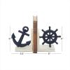 image:imageDeco 79 Metal Anchor and Ship Wheel Bookends Set of 2 6W 6H Blue6W  6H