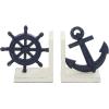 image:imageDeco 79 Metal Anchor and Ship Wheel Bookends Set of 2 6W 6H Blue6W  6H