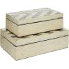 image:imageDeco 79 Mother of Pearl Shell Handmade Decorative Box Decorative Keepsake Boxes with Hinged Lid Set of 2 Storage Boxes 14 12W BlueCream