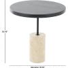 image:imageDeco 79 Wood Geometric Side End Accent Table End Table with Ivory Marble Base Side Table 20 x 20 x 20 Black