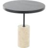 image:imageDeco 79 Wood Geometric Side End Accent Table End Table with Ivory Marble Base Side Table 20 x 20 x 20 Black