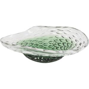 image:imageDeco 79 Glass Handmade Decorative Decorative Bowl Abstract Wavy Ombre Decorative Container with Bubble Texturing Decorative Keepsake Box 18 x 14 x 6 GreenGreen