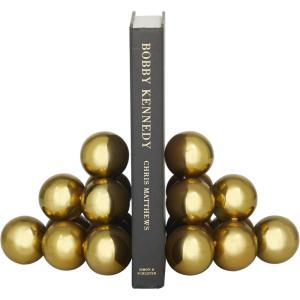 image:imageDeco 79 Stainless Steel Metal Decorative Bookends Stacked Orb Non Skid Bookends Set of 2 Office Bookends6W 5H Gold