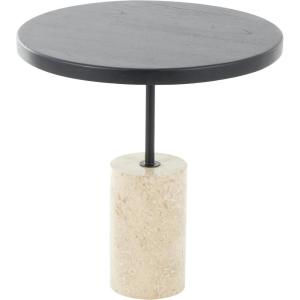 image:imageDeco 79 Wood Geometric Side End Accent Table End Table with Ivory Marble Base Side Table 20 x 20 x 20 Black