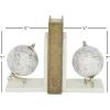 image:imageDeco 79 Marble Globe Decorative Bookends Non Skid Bookends with Silver Metal Accents Set of 2 Office Bookends5W 7H White