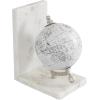 image:imageDeco 79 Marble Globe Decorative Bookends Non Skid Bookends with Silver Metal Accents Set of 2 Office Bookends5W 7H White